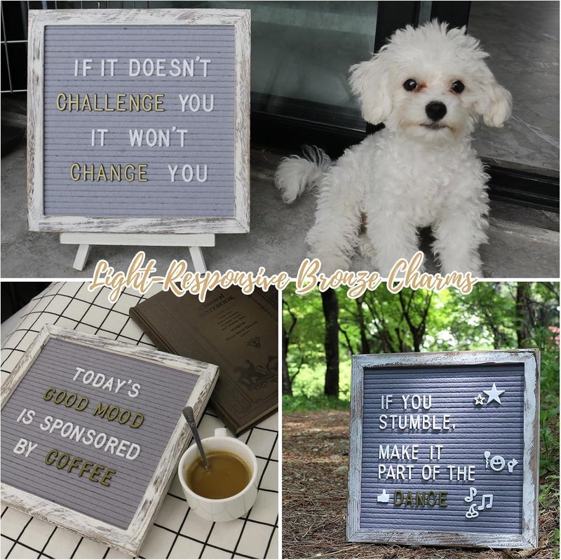 Big Role Rustic Felt Letter Board 10x10in Changeable Letter Board Sign with Precut Letters, Gray Felt Message Board with Farmhouse Wooden Frame, Baby Announcement Sign, Pregnancy Milestones Room Office Decor - Image 5